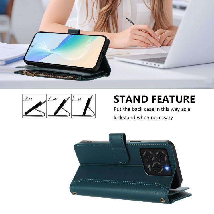 For Ulefone Note 20 Pro Magnetic Closure 9 Card Slots Zipper Leather Case with Hand Strap(Dark Gr...