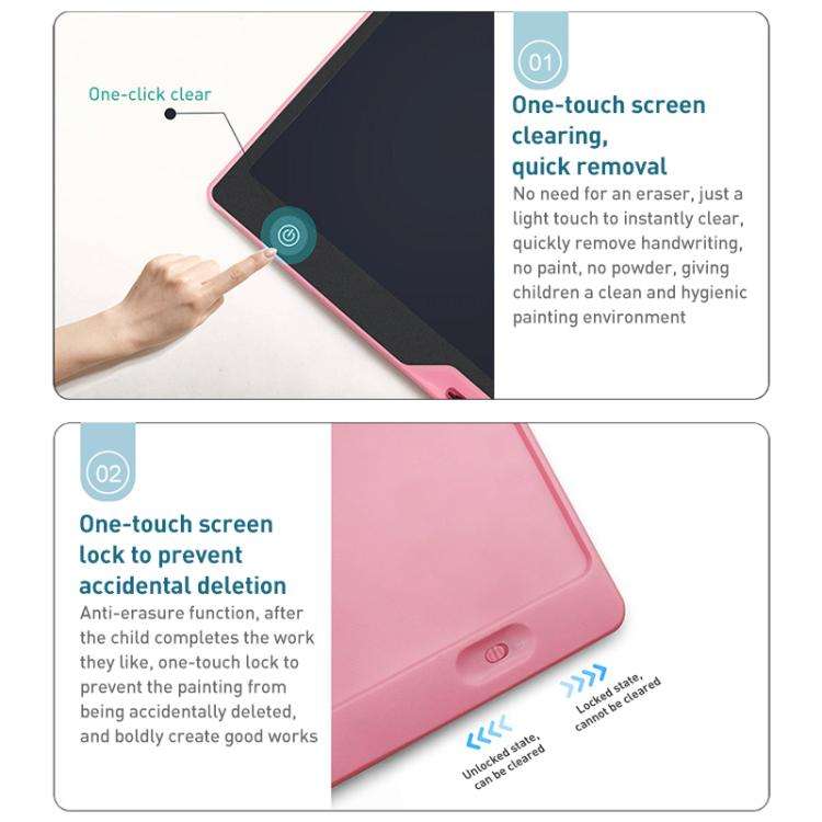 16 inch Rechargeable Children Drawing Board LCD Writing Tablet, Style:Pink / Green Writing