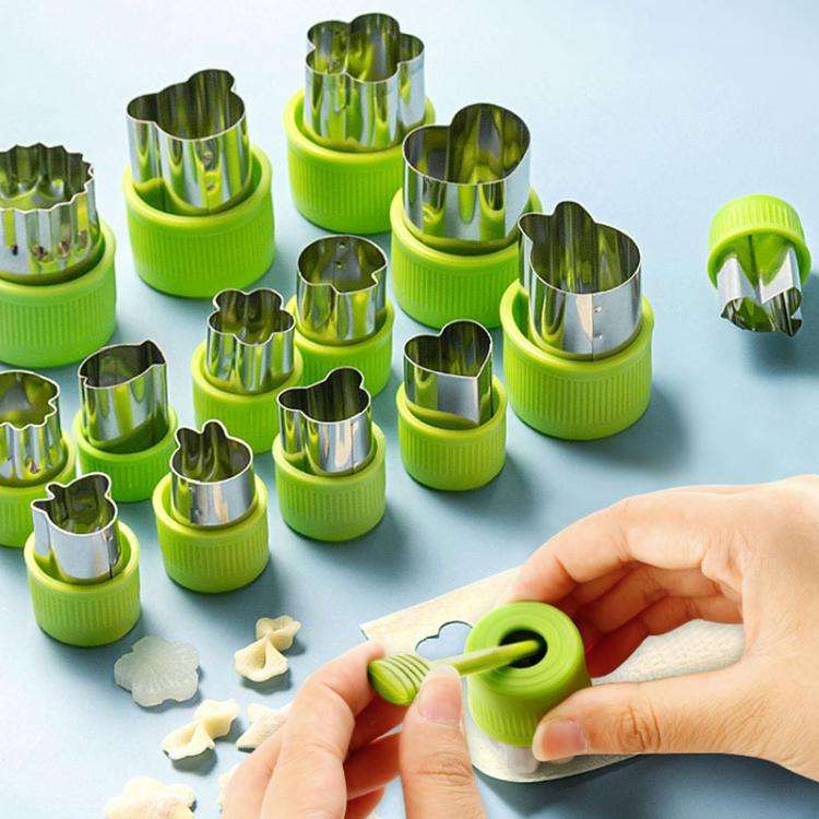 LsCook Stainless Steel Irregular Biscuit Mold Fruit Begetable Cutting Mold, Style:12pcs / Set Green