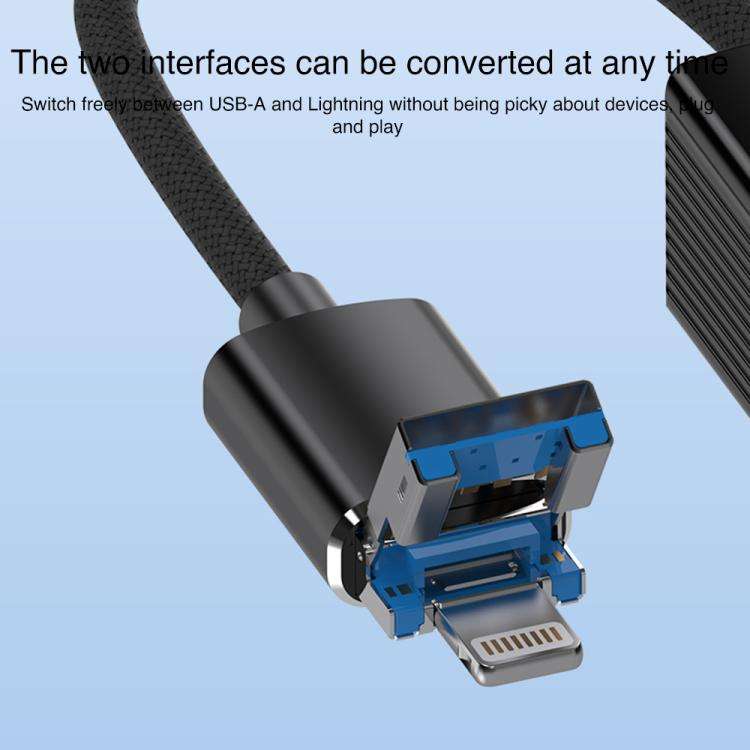 USB / 8 Pin to Type-C RJ45 USB-A HUB Expand Converter(Black)