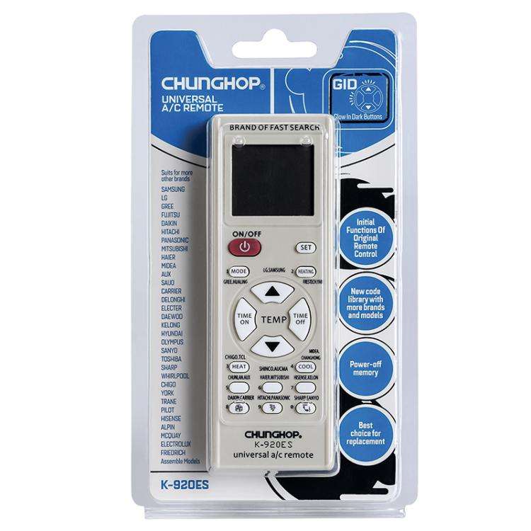 CHUNGHOP K-920ES Universal Air Conditioner Remote Control with Brand Button Pairing Function(White)