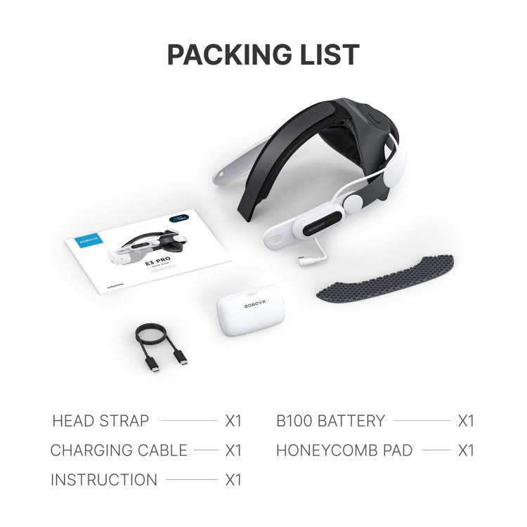 BOBOVR E3 Pro For Quest 3S / 3 VR Head Strap with B100 Battery Cell