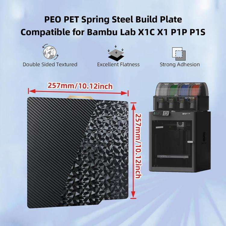 3D Printing Build Plate 257mm For Bambu Lab A1 Printer Platform, Style:PET Film + PEO Diamond Film