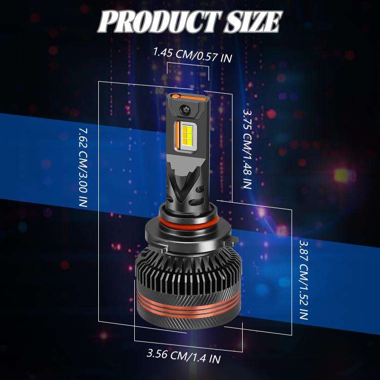 9006 2pcs/Pack 60W 8000LM 6000K Three Color Remote Control Car LED Headlight Bulb