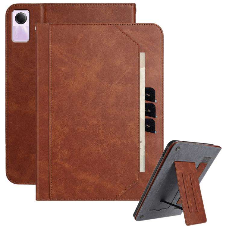 For Xiaomi Redmi Pad SE 11 Multifunctional Wristband Leather Tablet Case(Brown)