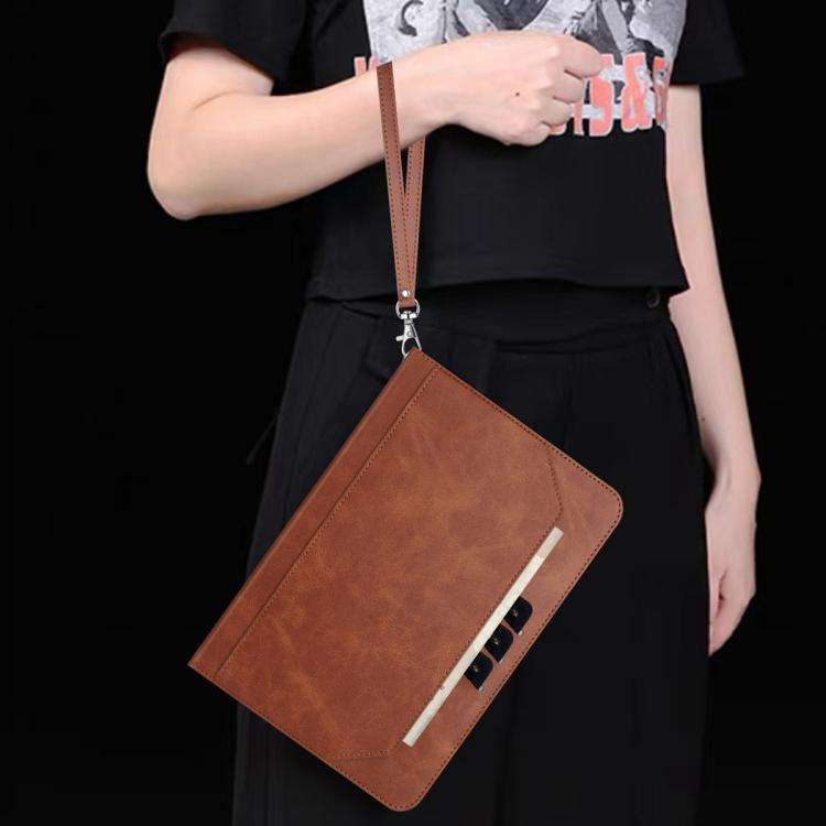 For Xiaomi Redmi Pad SE 11 Multifunctional Wristband Leather Tablet Case(Brown)