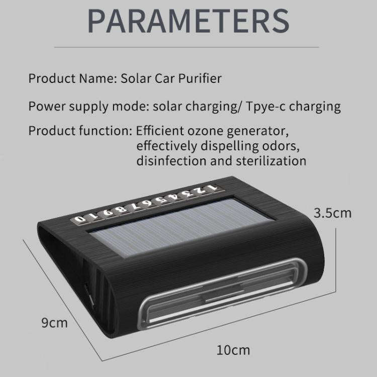 Solar Energy Car Air Purifier with Number Plate(Black)