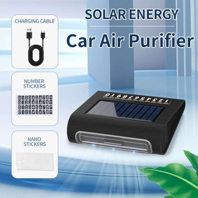 Solar Energy Car Air Purifier with Number Plate(Black)