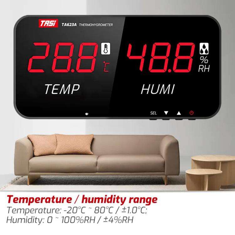 TRSI TA623A Industrial Wall-mounted Thermometer Hygrometer, Built-in Probe