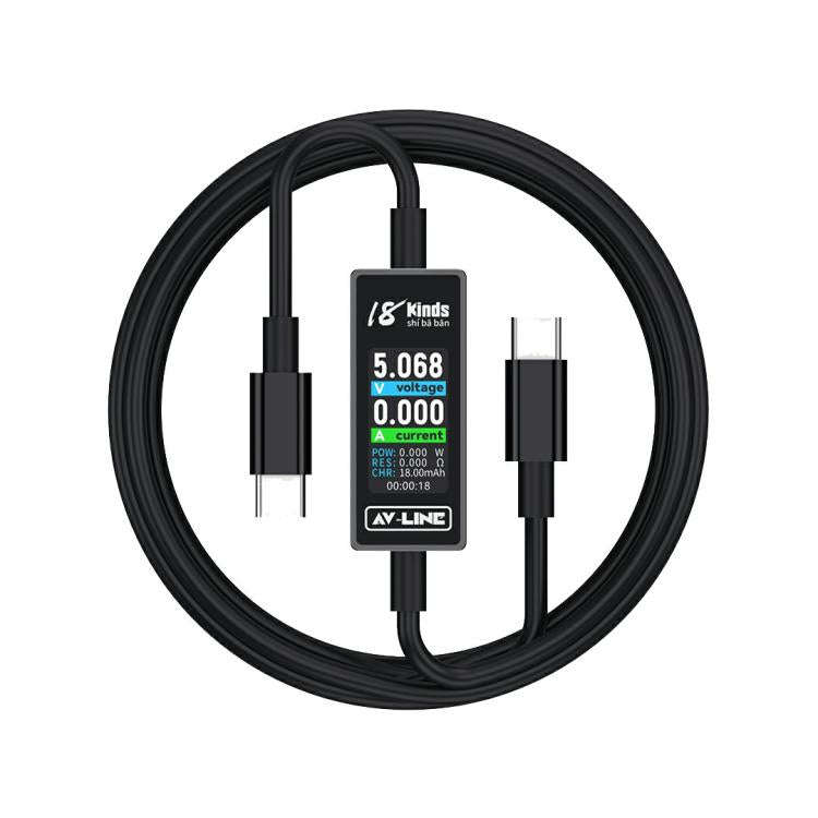 18 Kinds AV-Line Pro 1.2m Intelligent Detection Charging Data Cable, Interface:Type-C to Type-C