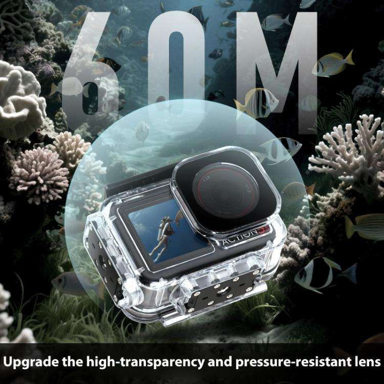 For DJI Osmo Action 5 Pro Magnetic 60m Waterproof Case Diving Waterproof Case