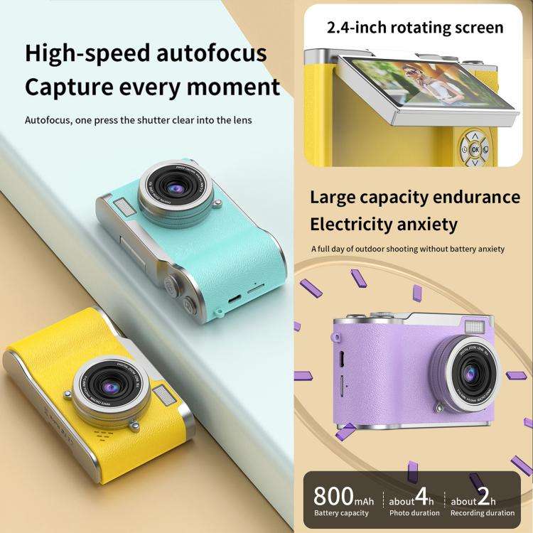 LK007 2.4 inch HD CCD Camera Retro Kids Camera(Purple)