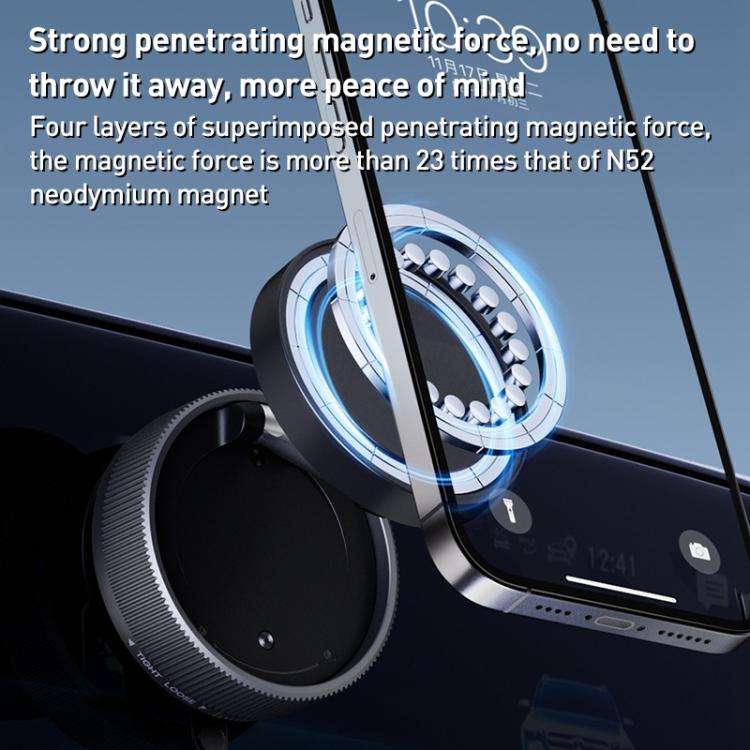 K10A Three-axis Folding Vacuum Adsorption Magnetic Car Phone Holder(Black)