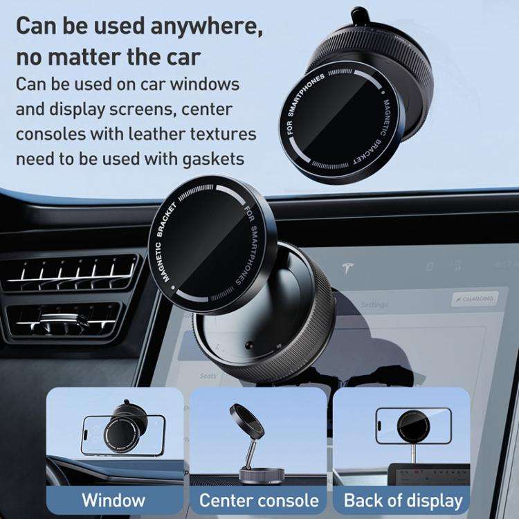 K10A Three-axis Folding Vacuum Adsorption Magnetic Car Phone Holder(Black)