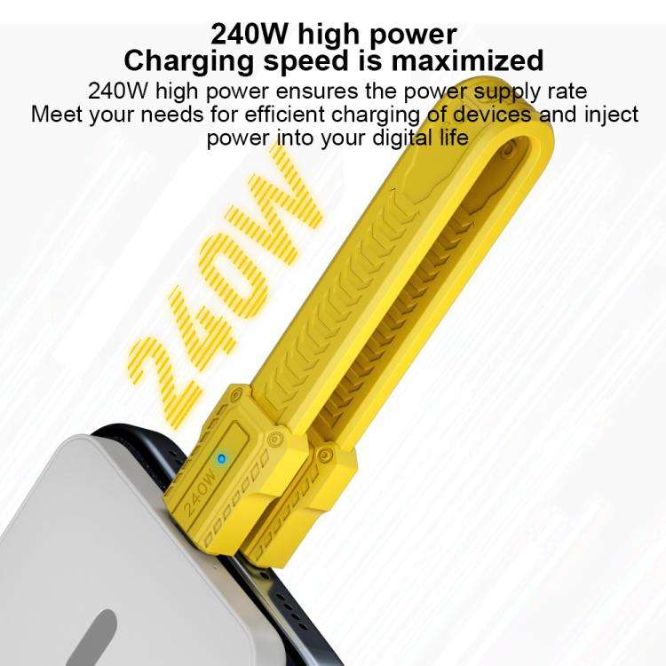 Portable Keychain 80Gbps 240W USB4 Type-C / USB-C Charging Cable(Yellow)