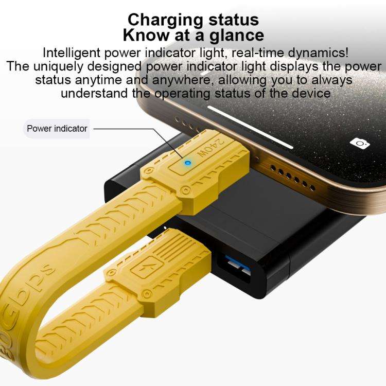 Portable Keychain 80Gbps 240W USB4 Type-C / USB-C Charging Cable(Yellow)