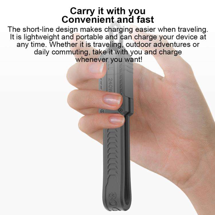 Portable Keychain 80Gbps 240W USB4 Type-C / USB-C Charging Cable(Grey)