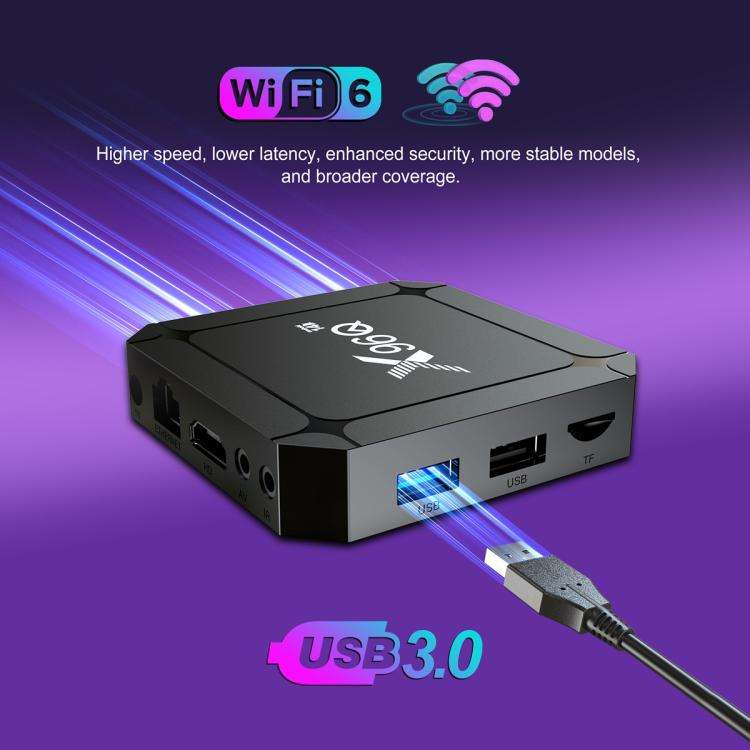 X96Q Android 14 Smart TV Box, RK3518 Quad-Core Cortex-A53, Memory:2GB+16GB(UK Plug)