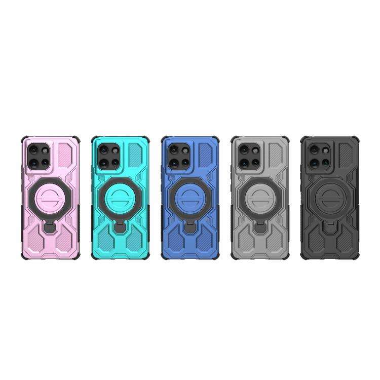 For Motorola Edge 50 5G Global J-20 Solid Color MagSafe Magnetic TPU+PC Phone Case(Lake Blue)