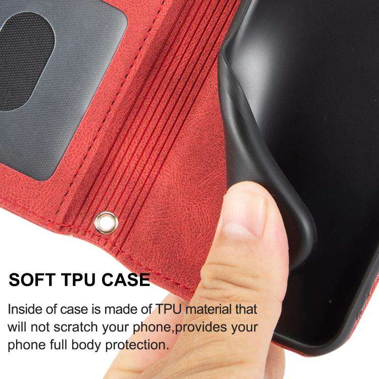 For Huawei Pura 80 5G Embossed Stripes Skin Feel Leather Phone Case(Red)