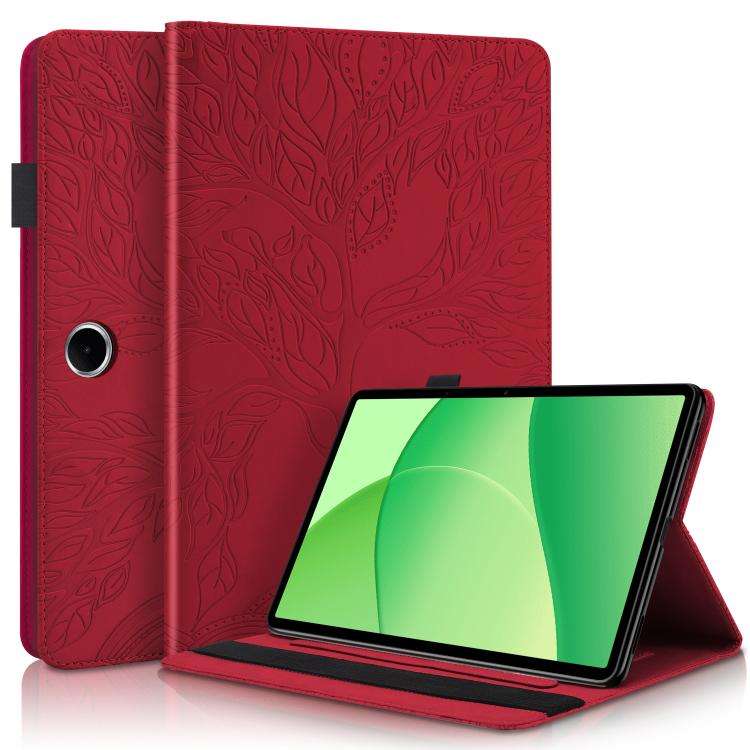 For OPPO Pad SE 11 Life Tree Series Horizontal Flip Leather Tablet Case(Red)