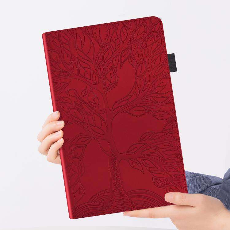 For OPPO Pad SE 11 Life Tree Series Horizontal Flip Leather Tablet Case(Red)