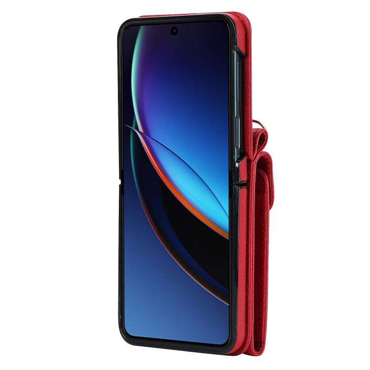 For Motorola Razr 40 Ultra Ring Holder RFID Card Slot Phone Case(Red)