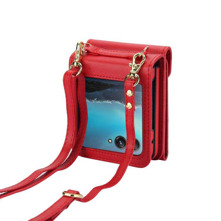 For Motorola Razr 40 Ultra Ring Holder RFID Card Slot Phone Case(Red)