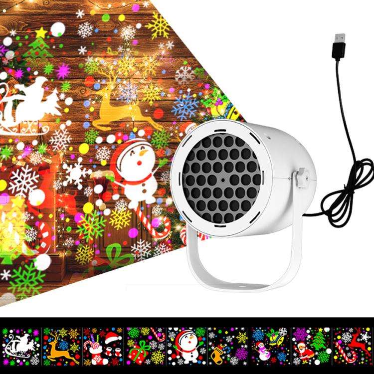 Christmas Projection Lamp Film Pattern Holiday Atmosphere Light(White)