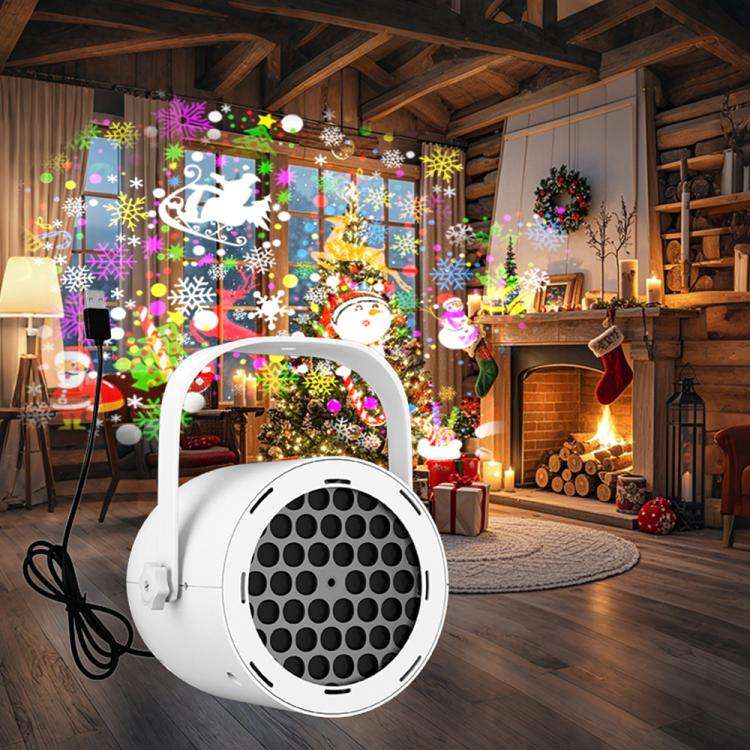 Christmas Projection Lamp Film Pattern Holiday Atmosphere Light(White)