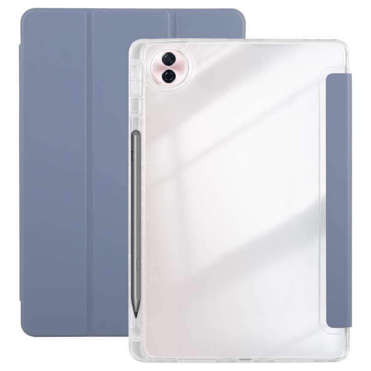 For Honor Pad 10 12.1 3-Fold Clear Acrylic Leather Tablet Case(Lavender)