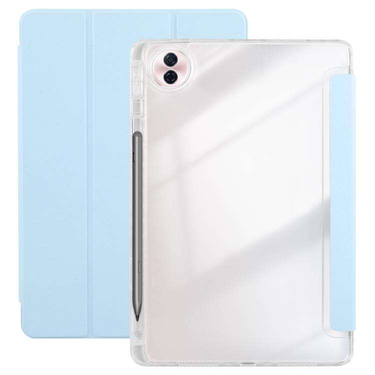 For Honor Pad 10 12.1 3-Fold Clear Acrylic Leather Tablet Case(Ice Blue)
