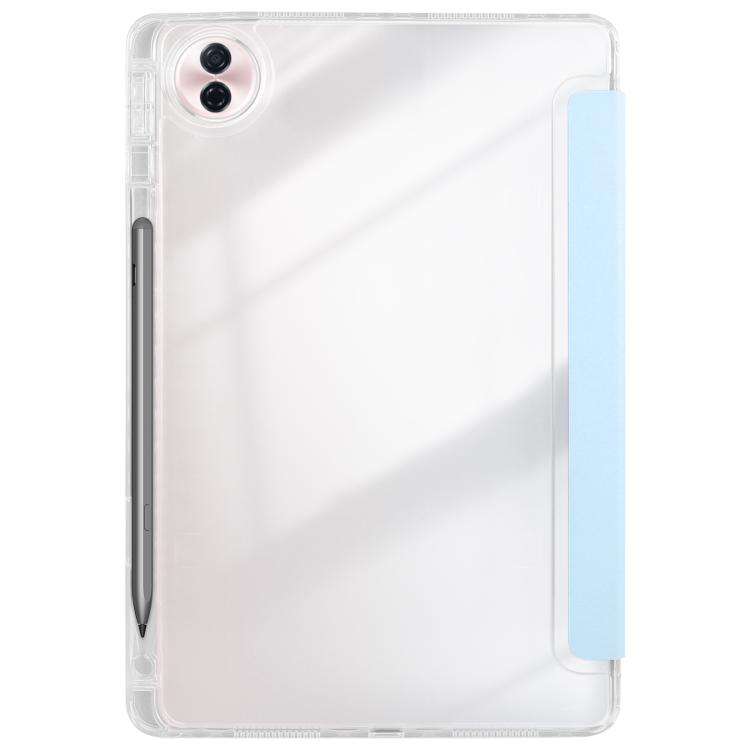 For Honor Pad 10 12.1 3-Fold Clear Acrylic Leather Tablet Case(Ice Blue)