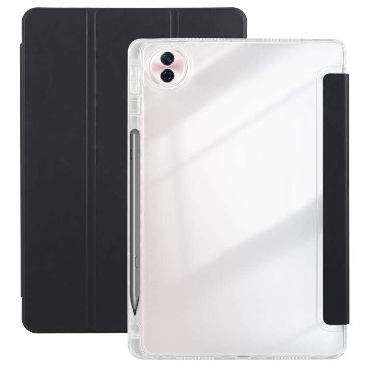 For Honor Pad 10 12.1 3-Fold Clear Acrylic Leather Tablet Case(Black)