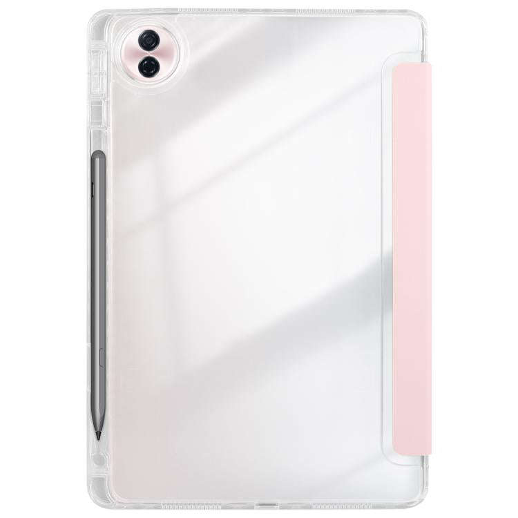 For Honor Pad 10 12.1 3-Fold Clear Acrylic Leather Tablet Case(Pink)