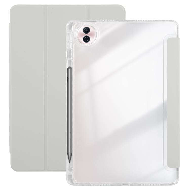 For Honor Pad 10 12.1 3-Fold Clear Acrylic Leather Tablet Case(Grey)