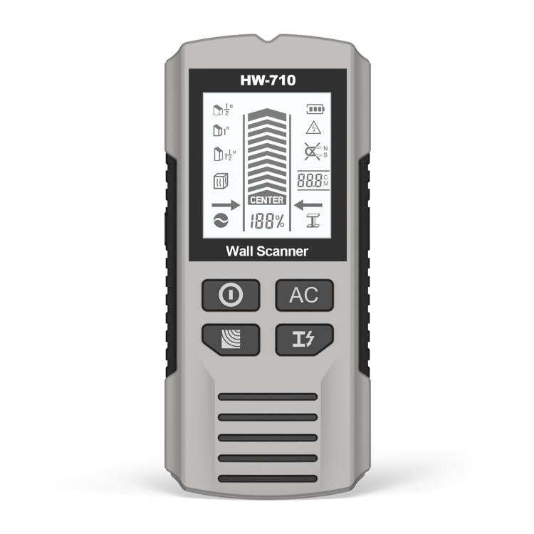 HW-710 5-in-1 Wall Scanner Metal Detector Stud Finder Measuring Instrument(Silver)