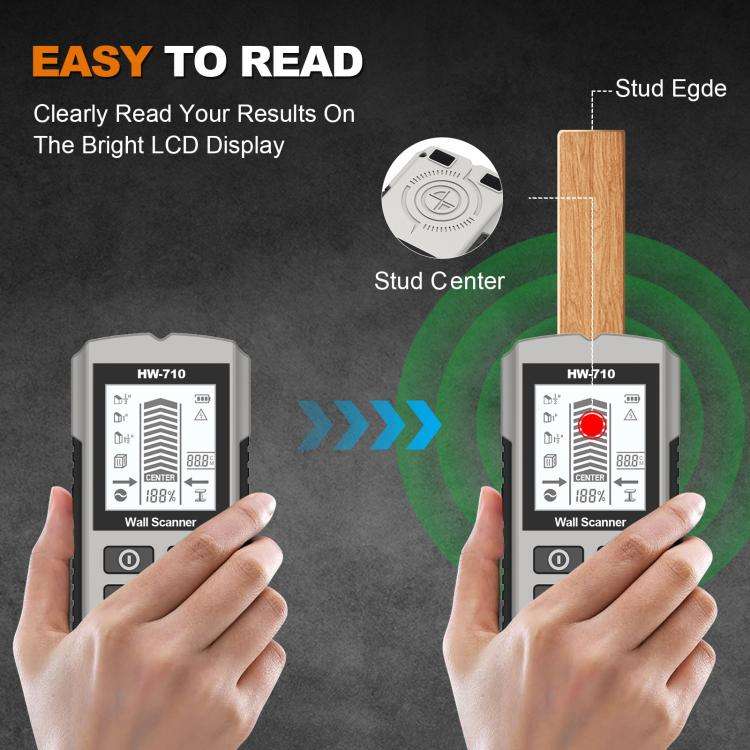 HW-710 5-in-1 Wall Scanner Metal Detector Stud Finder Measuring Instrument(Silver)