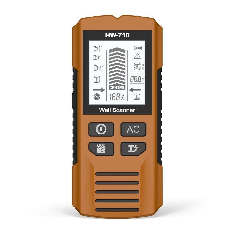 HW-710 5-in-1 Wall Scanner Metal Detector Stud Finder Measuring Instrument(Yellow)