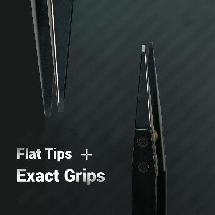 2uul TW32 Black K Flat Tip ESD-Safe Ceramic Tweezers