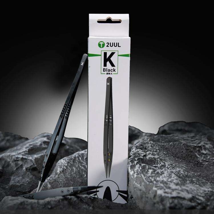2uul TW32 Black K Flat Tip ESD-Safe Ceramic Tweezers