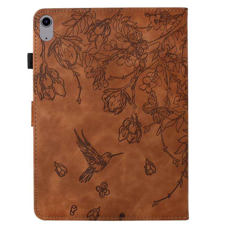 For Xiaomi Redmi Pad 2 Flowers and Bird Embossed Smart Leather Tablet Case(Brown)
