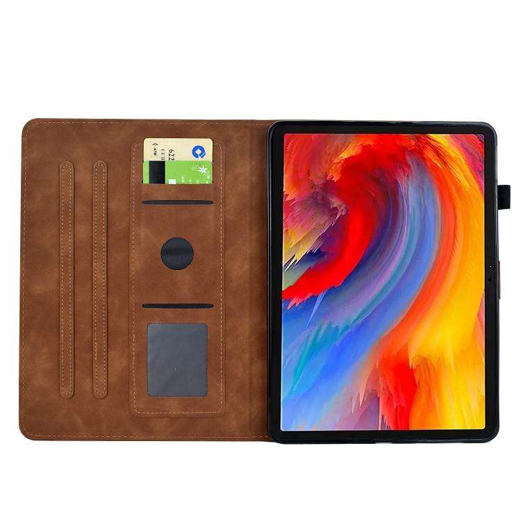For Xiaomi Redmi Pad 2 Flowers and Bird Embossed Smart Leather Tablet Case(Brown)