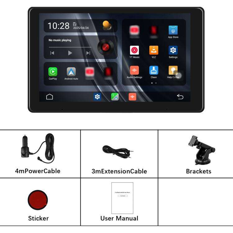 10.1 inch Android 15 2G+32G Car Reversing Display Monitor Screen Without Rear View Camera WiFi Ve...