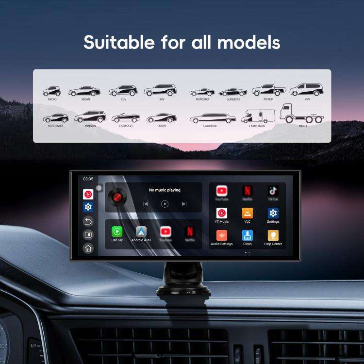 10.1 inch Android 15 2G+32G Car Reversing Display Monitor Screen Without Rear View Camera WiFi Ve...
