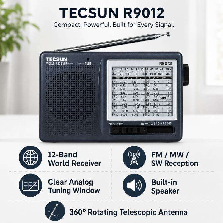 Tecsun R-9012 Portable Full Band FM Radio