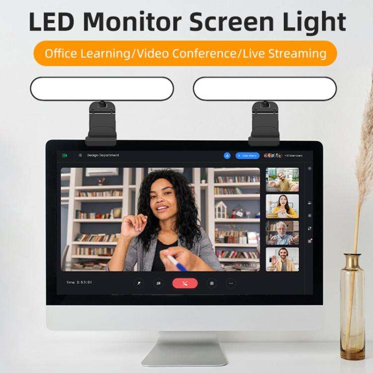 F-663 LED Monitor Screen Fill Light Video Conference Light(Black)