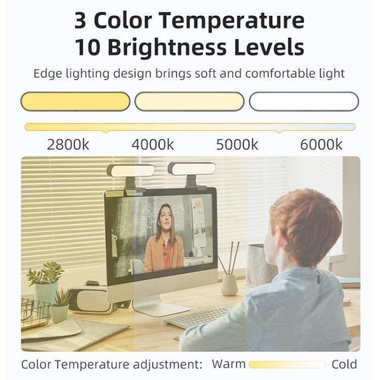 F-663 LED Monitor Screen Fill Light Video Conference Light(Black)