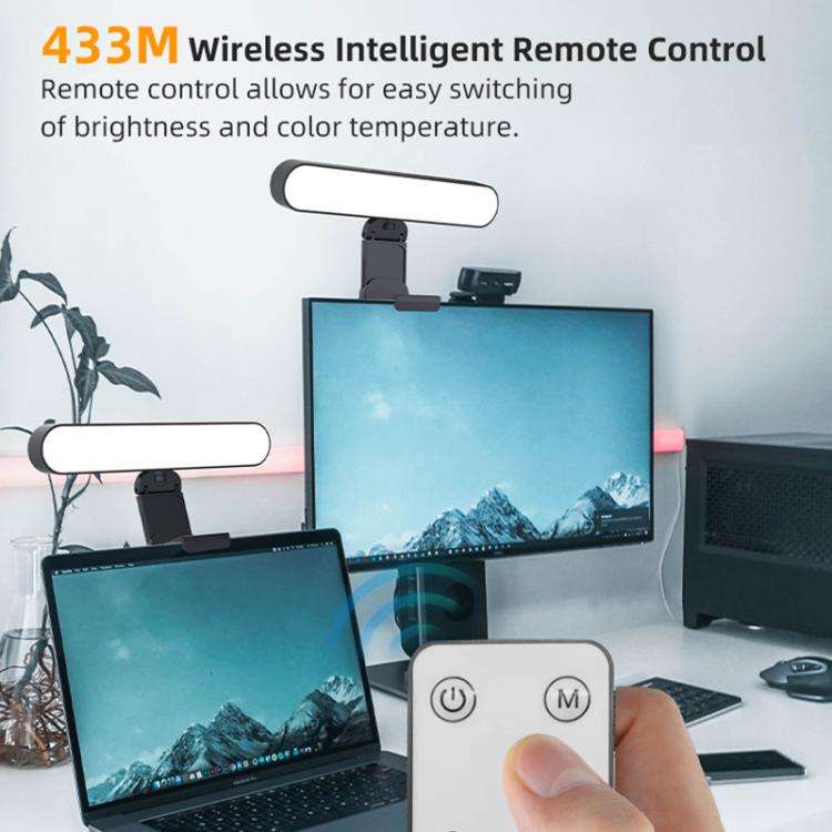 F-663 LED Monitor Screen Fill Light Video Conference Light(Black)