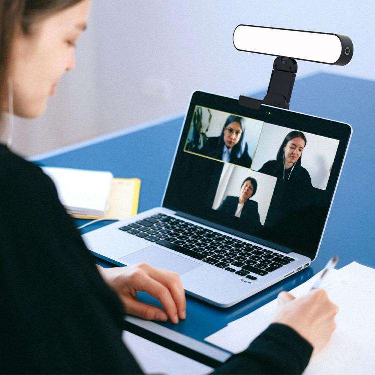F-663 LED Monitor Screen Fill Light Video Conference Light(Black)